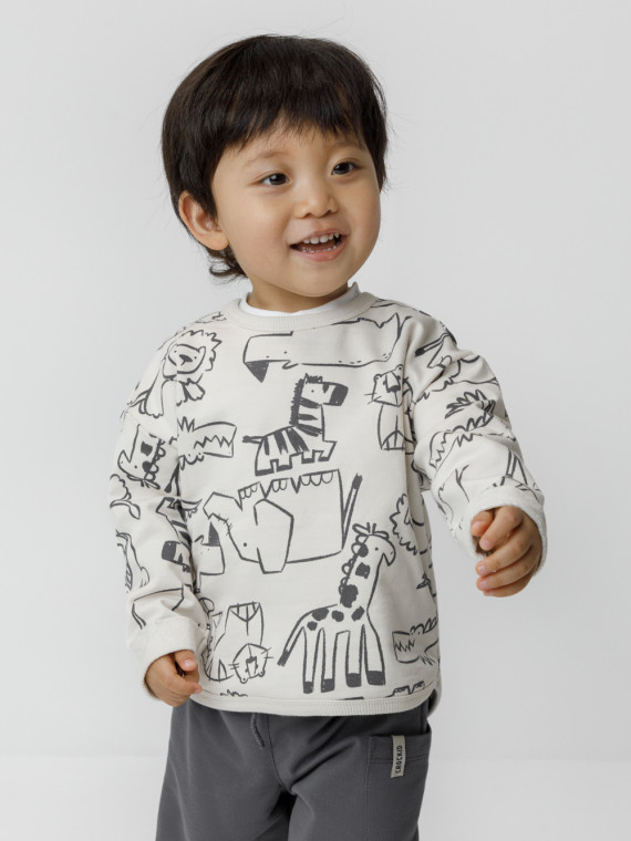 Свитшот из натурального хлопка для мальчика для мальчиков CROCKID КР 303043 цвет - светло-бежевый 1099₽