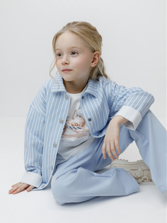 

Рубашка для девочек CROCKID, КР 302991, цвет - голубой, Рубашка