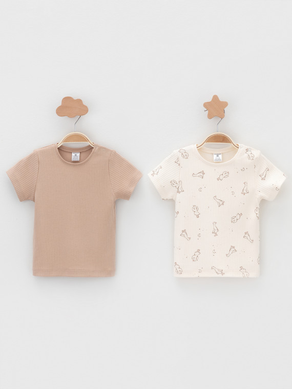 

Футболка для новорожденных CROCKID, К 302521-2уп, цвет - сахар, Футболка