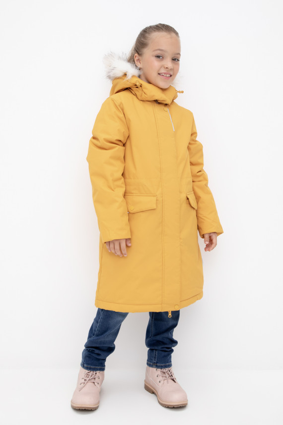 

Пальто для девочек CROCKID, ВК 38107/1 ГР, цвет - желтый, Пальто
