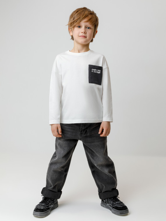 Лонгслив из натурального хлопка для мальчика для мальчиков CROCKID КР 302847 цвет - сахар 799₽