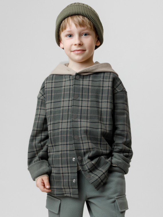 Рубашка на кнопках для мальчика для мальчиков CROCKID КР 302780 цвет - зеленый 1919₽