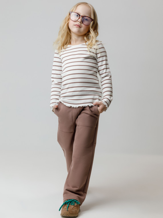 

Брюки для девочек CROCKID, КР 400847, цвет - кофейный, Брюки