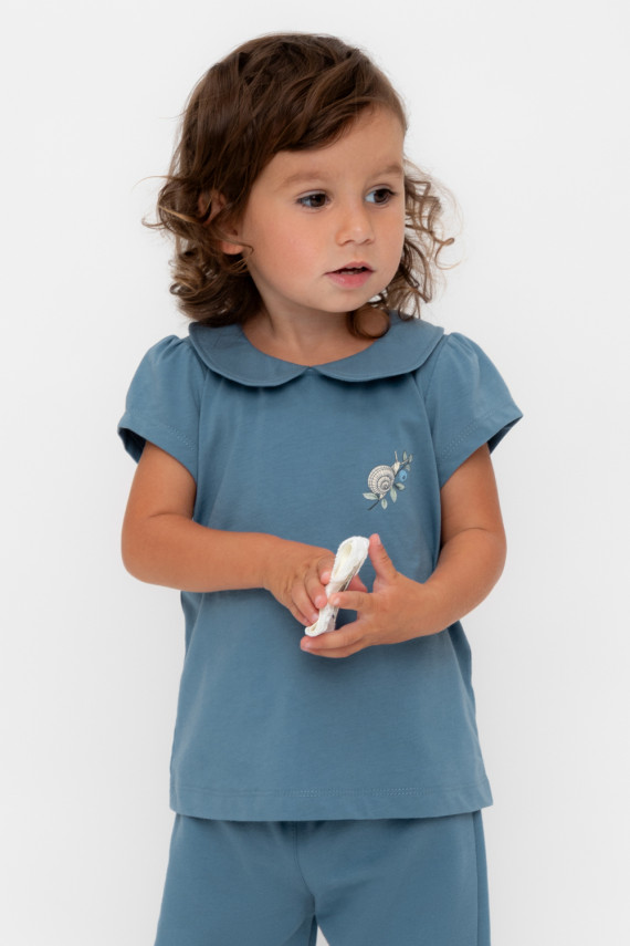 

Футболка для девочек CROCKID, КР 302735, цвет - синий, Футболка