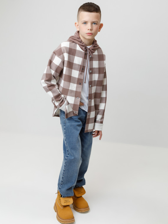 

Рубашка на кнопках для мальчика для мальчиков CROCKID, КР 302196, цвет - сахар, Рубашка на кнопках для мальчика