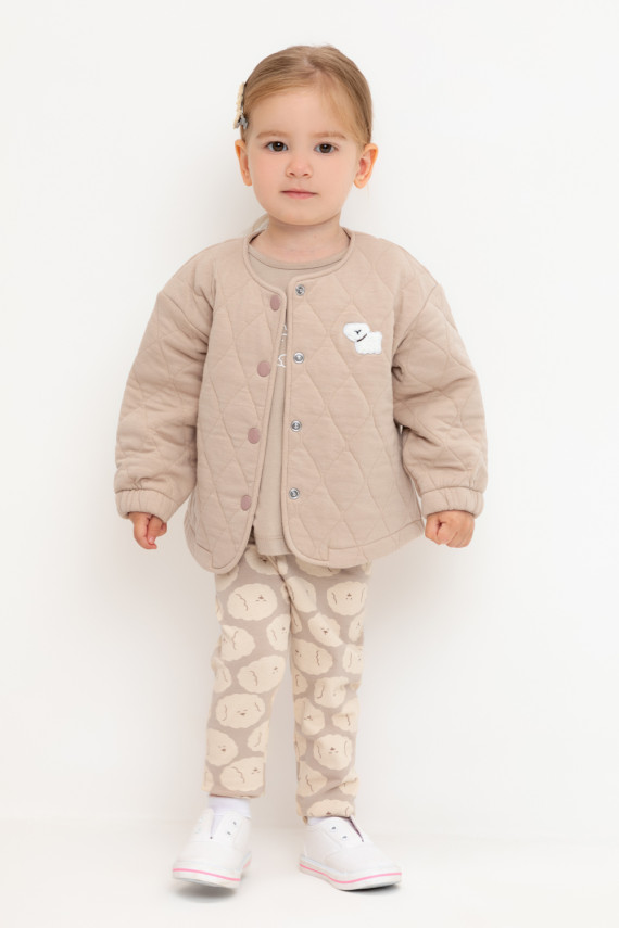 

Лосины для девочки в рубчик для девочек CROCKID, КР 4321, цвет - бежевый, Лосины для девочки в рубчик