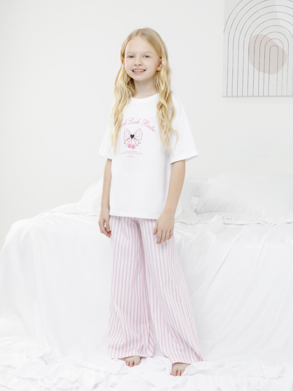 

Пижама для девочек CROCKID FAMILY, МП 1666, цвет - белый, Пижама