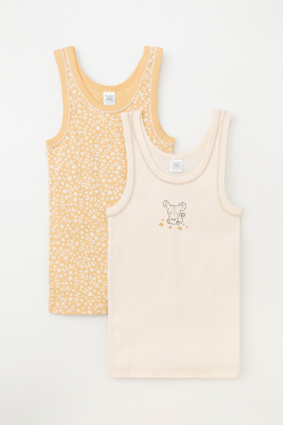 Трикотажные майки в комплекте 2 шт для девочек CROCKID К 1181-2уп цвет - желтый 599₽