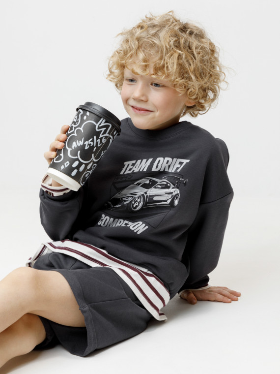 Свитшот для мальчика для мальчиков CROCKID КР 302951 цвет - темно-серый 1499₽