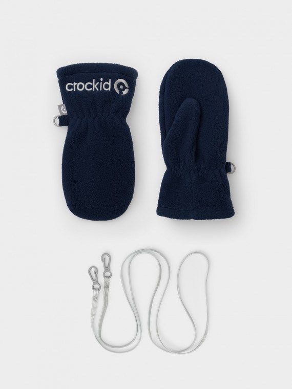 

Флисовые варежки на шнурке для мальчиков CROCKID, ФЛ 10000/25/63 ГР, цвет - синий, Флисовые варежки на шнурке