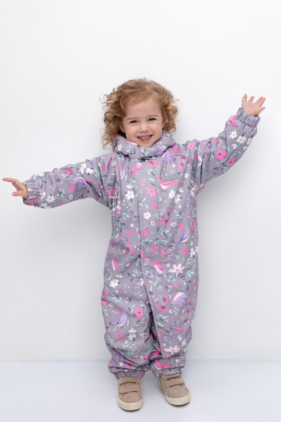 Демисезонный комбинезон ясельный с утеплителем для девочек CROCKID ВК 60085н2 Ал цвет - серый 5899₽