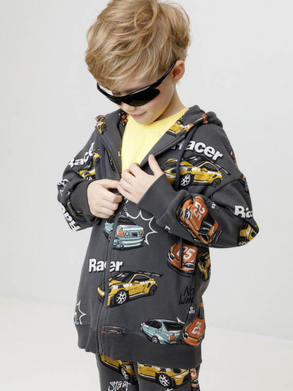 Толстовка на молнии для мальчика для мальчиков CROCKID КР 303011 цвет - темно-серый 2399₽