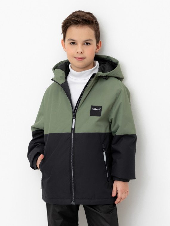 

Демисезонная куртка для мальчика с утеплителем для мальчиков CROCKID, ВК 30155/1 Ал, цвет - зеленый, Демисезонная куртка для мальчика с утеплителем