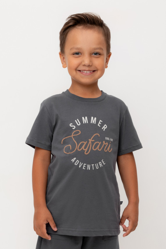 

Футболка для мальчиков CROCKID, КР 302704-1, цвет - темно-серый, Футболка
