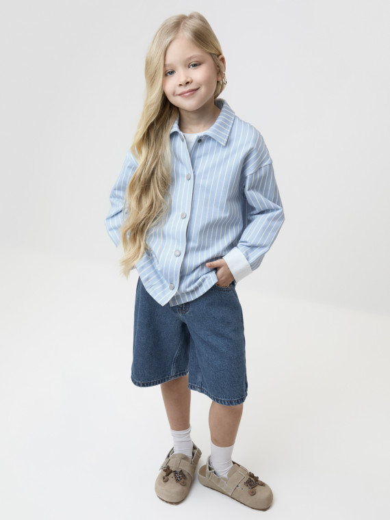 

Рубашка для девочек CROCKID, КР 302991-1, цвет - голубой, Рубашка