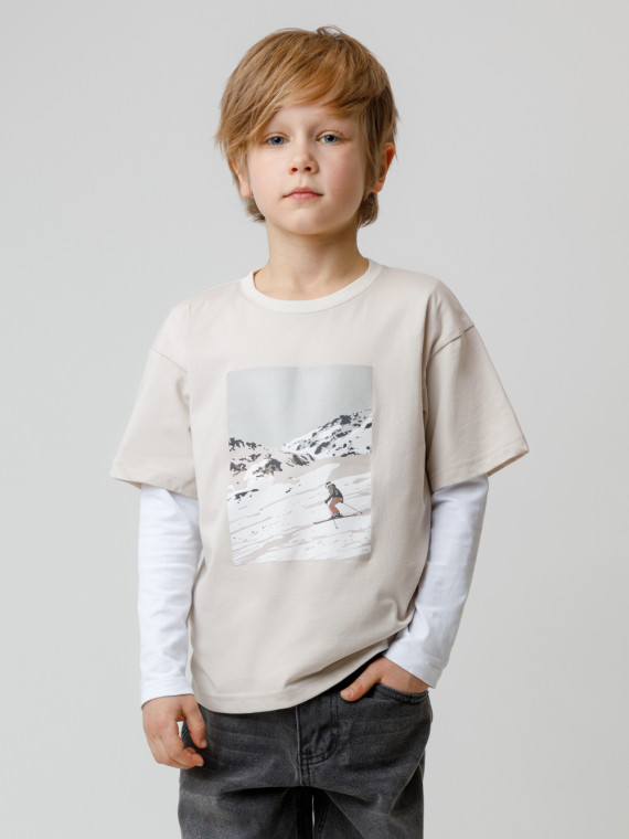 

Футболка для мальчиков CROCKID, КР 302799, цвет - бежевый, Футболка