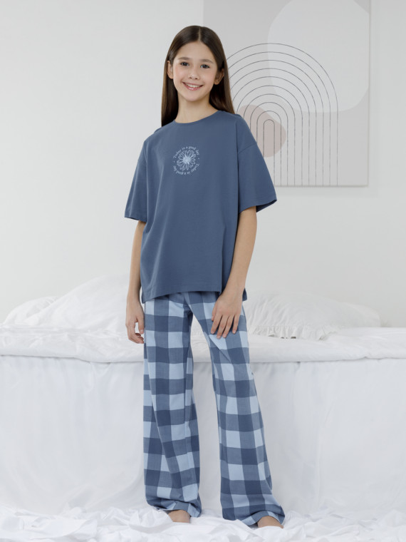 

Пижама для девочек CROCKID FAMILY, МП 1657-1, цвет - синий, Пижама