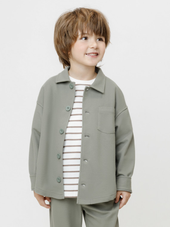 

Рубашка на пуговицах для мальчика для мальчиков CROCKID, КР 302982, цвет - хаки, Рубашка на пуговицах для мальчика