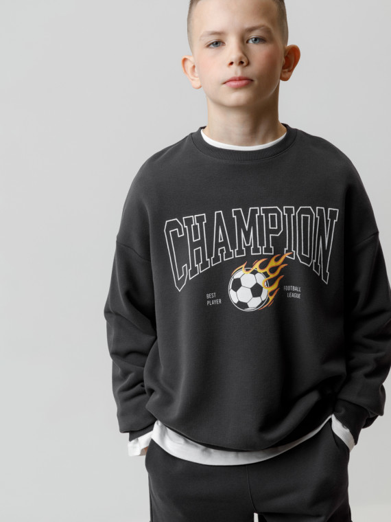 

Свитшот для мальчика для мальчиков CROCKID, КР 302843, цвет - темно-серый, Свитшот для мальчика