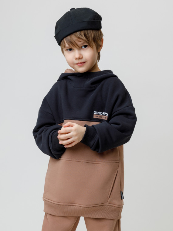 Худи с начёсом для мальчика для мальчиков CROCKID КР 302162 цвет - кофейный 1519₽