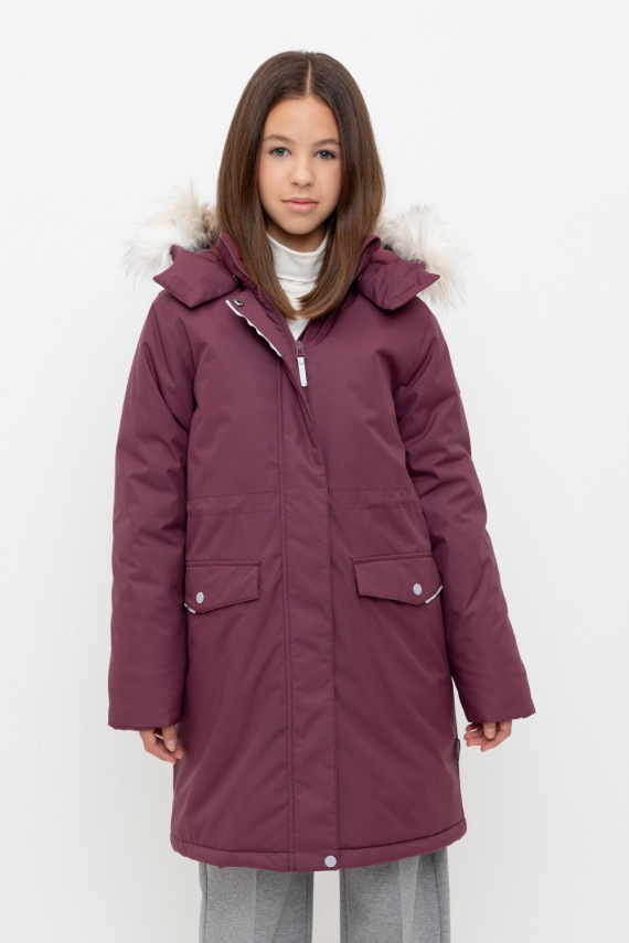 

Пальто для девочек CROCKID, ВК 38107/6 ГР, цвет - бордовый, Пальто