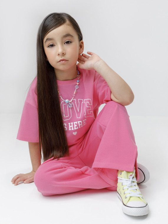 

Футболка для девочек CROCKID, КР 303016, цвет - ярко-розовый, Футболка