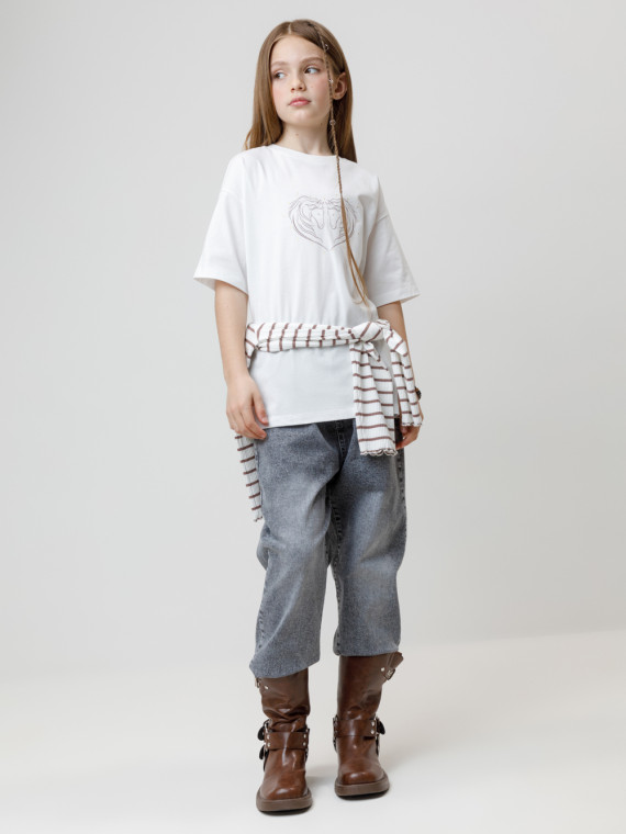 

Футболка для девочек CROCKID, КР 302819, цвет - сахар, Футболка