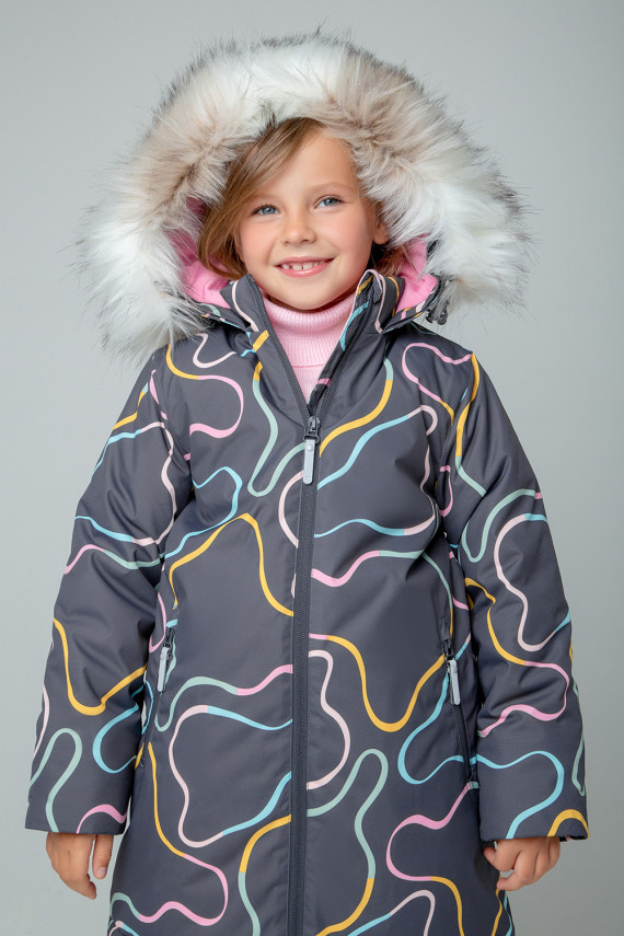 

Пальто для девочек CROCKID, ВК 38088/н/2 ГР, цвет - темно-серый, Пальто