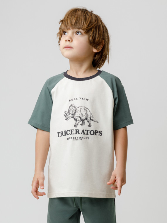 

Футболка для мальчиков CROCKID, КР 302849, цвет - бежевый, Футболка