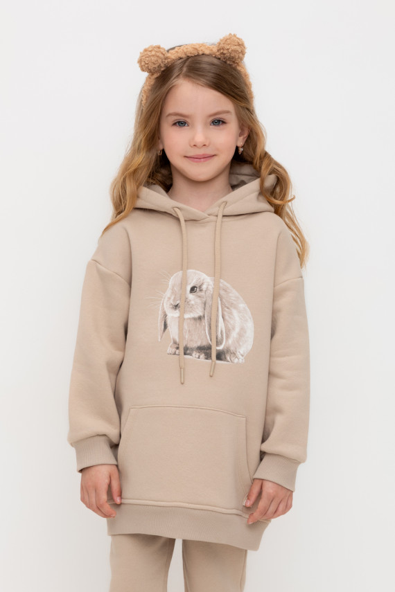 

Худи с капюшоном для девочки для девочек CROCKID, КР 302165, цвет - бежевый, Худи с капюшоном для девочки