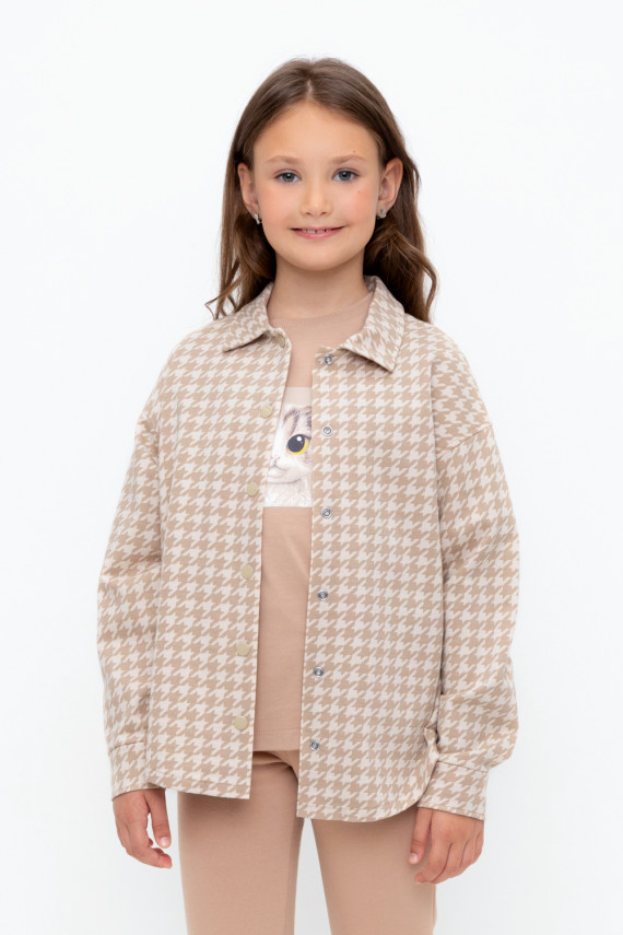 

Рубашка для девочек CROCKID, КР 302559, цвет - бежевый, Рубашка