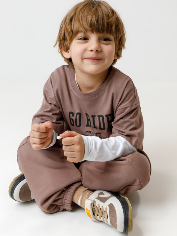 

Брюки для мальчиков CROCKID, КР 400829, цвет - коричневый, Брюки