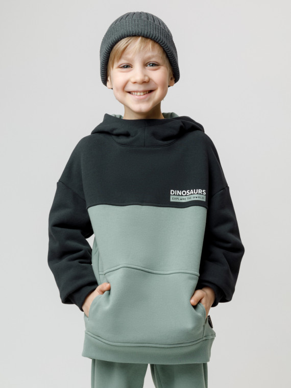 

Худи с начёсом для мальчика для мальчиков CROCKID, КР 302162, цвет - хаки, Худи с начёсом для мальчика