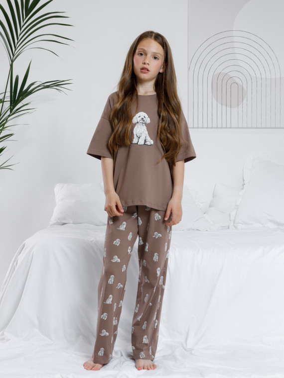 

Пижама для девочек CROCKID FAMILY, МП 1657-1, цвет - коричневый, Пижама