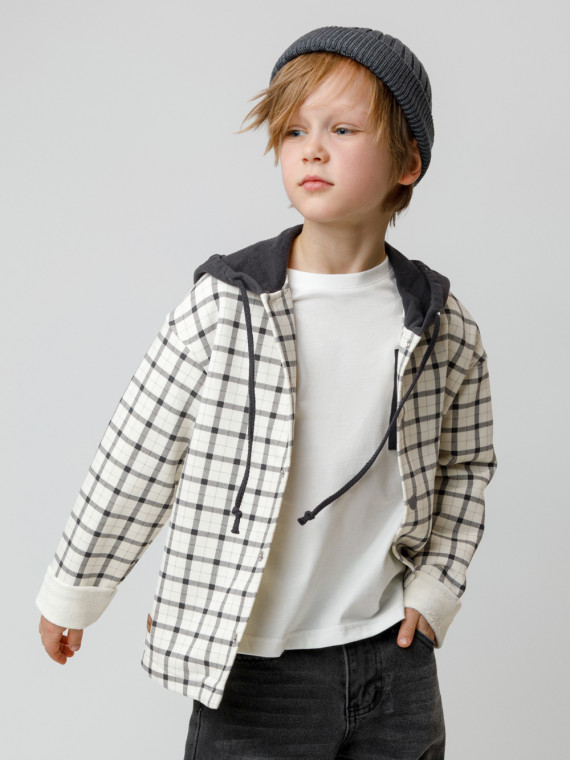 

Рубашка на кнопках для мальчика для мальчиков CROCKID, КР 302780, цвет - сахар, Рубашка на кнопках для мальчика