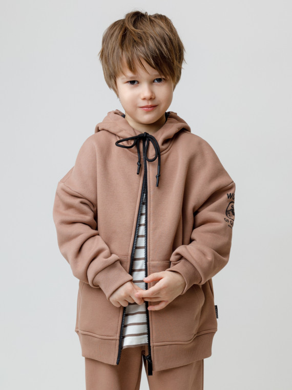 

Толстовка с начёсом для мальчика для мальчиков CROCKID, КР 302853, цвет - кофейный, Толстовка с начёсом для мальчика