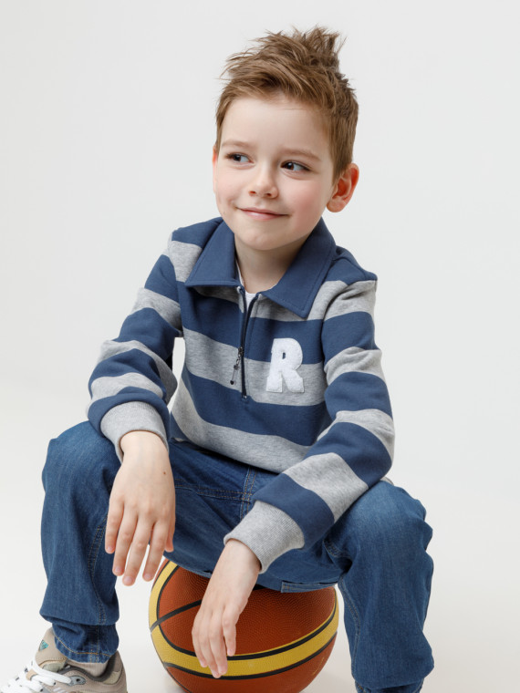 

Свитшот для мальчика для мальчиков CROCKID, КР 302795, цвет - синий, Свитшот для мальчика