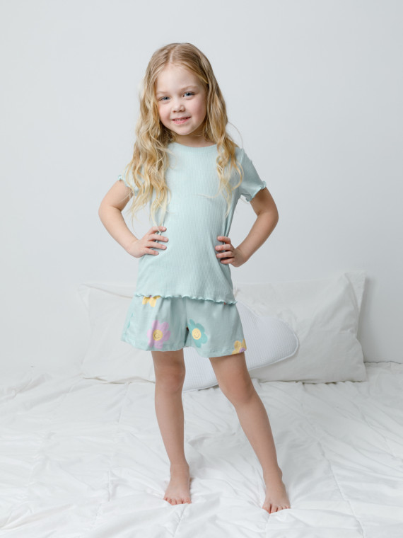 

Пижама для девочек CROCKID, К 1596, цвет - светло-голубой, Пижама