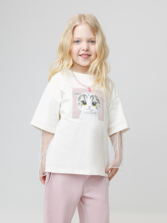 

Футболка для девочек CROCKID, КР 302835, цвет - светло-розовый, Футболка