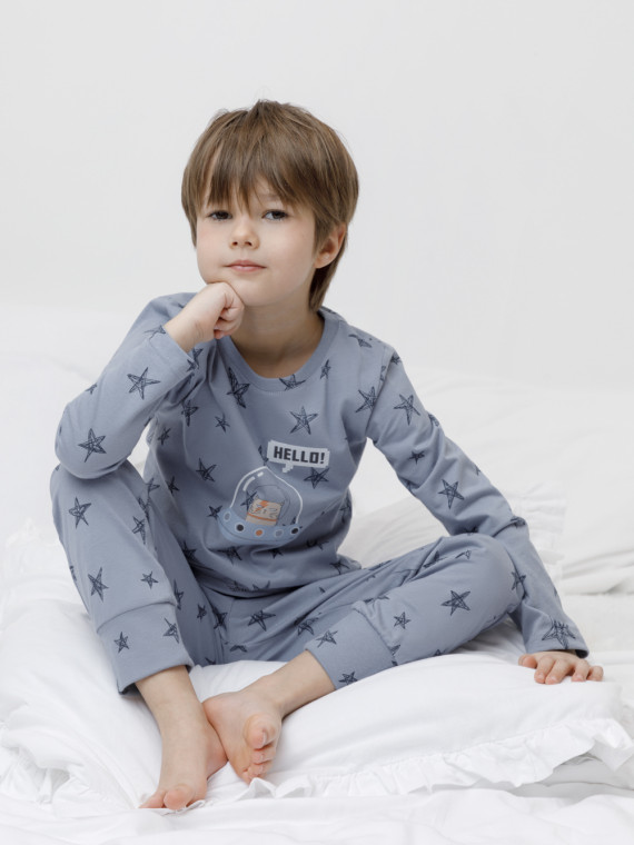 Пижама для мальчиков CROCKID К 1637 цвет - голубой 1019₽