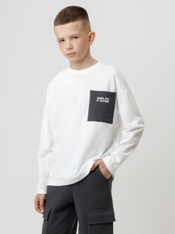 

Лонгслив из натурального хлопка для мальчика для мальчиков CROCKID, КР 302847, цвет - сахар, Лонгслив из натурального хлопка для мальчика