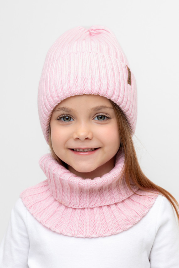 Комплект детский шапка и снуд из полушерсти для девочек CROCKID КВ 22015ш цвет - розовый 1899₽