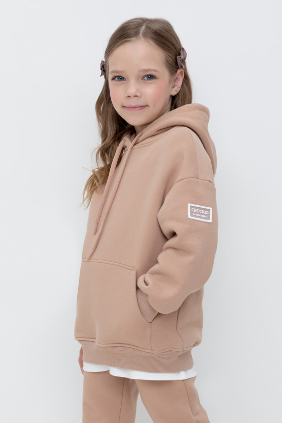 Худи с капюшоном для девочки для девочек CROCKID КР 302560 цвет - бежевый 899₽
