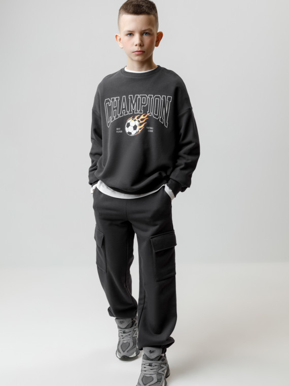 

Брюки для мальчиков CROCKID, КР 400854, цвет - темно-серый, Брюки