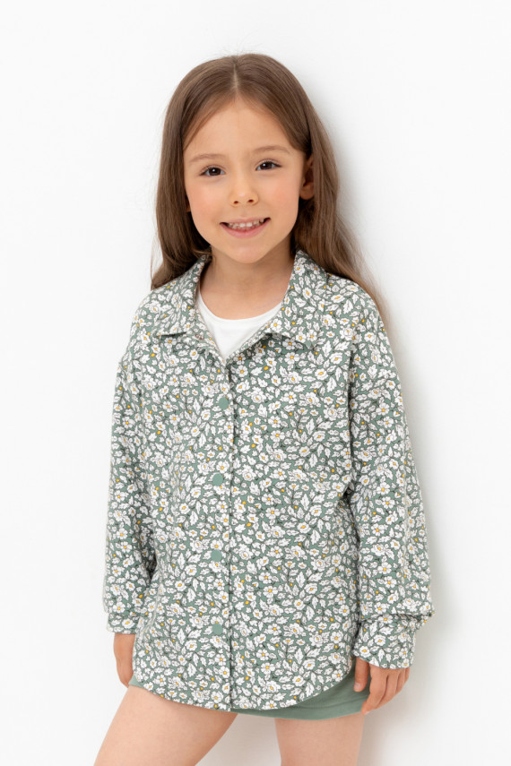 

Рубашка для девочек CROCKID, КР 302559, цвет - зеленый, Рубашка