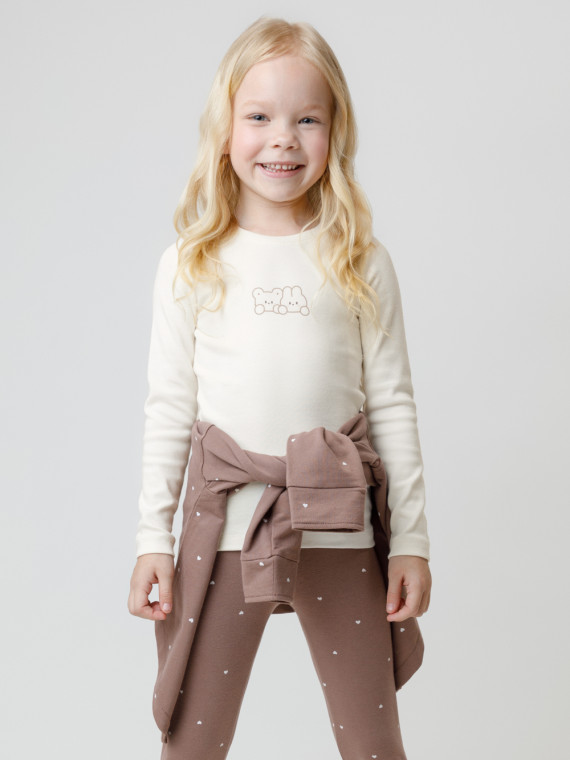 

Лонгслив с начёсом для девочки для девочек CROCKID, КР 302267, цвет - сахар, Лонгслив с начёсом для девочки