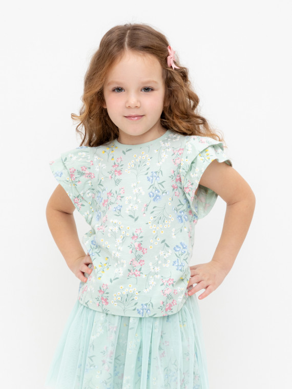 

Футболка для девочек CROCKID, КР 302707, цвет - голубой, Футболка