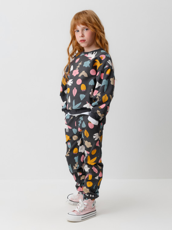 

Брюки для девочек CROCKID, КП 400753, цвет - темно-серый, Брюки