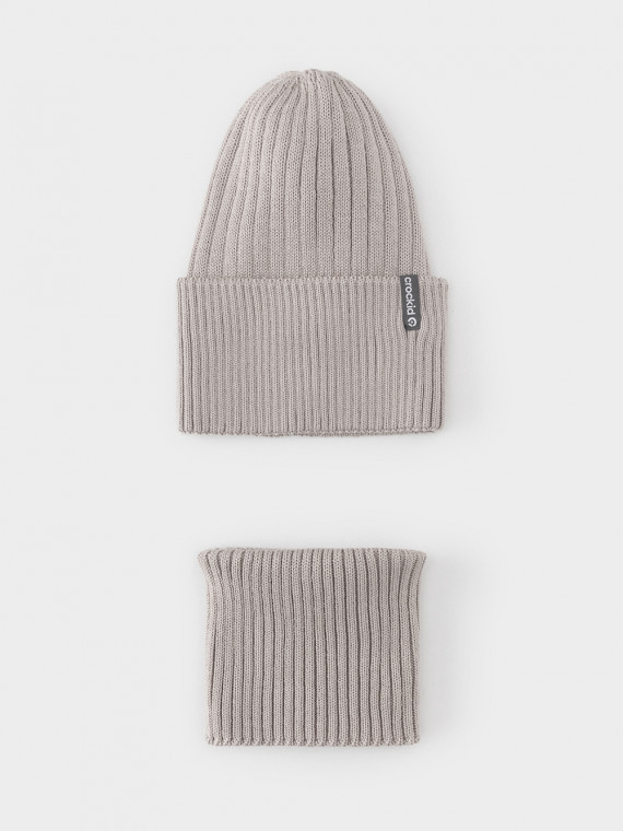 Комплект демисезонный шапка и снуд для девочек CROCKID КВ 2201225 цвет - серый 1759₽