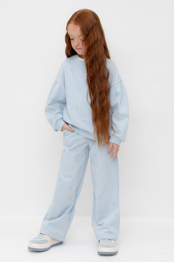 

Брюки для девочек CROCKID, КР 400798-1, цвет - голубой, Брюки